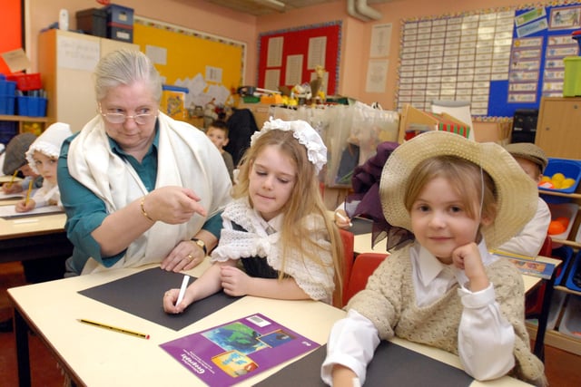 Teacher Shirley Dunn played the role of the strict teacher in this scene from 2007.