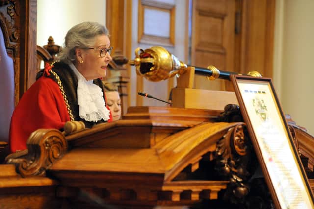 South Tyneside Council keyworkers receive the Freedom of the Borough - Mayor Cllr Pat Hay, Mayoress Jean Copp, Leader Cllr Tracey Dixon, and Chief Executive Jonathan Tew - at South Shields Town Hall.