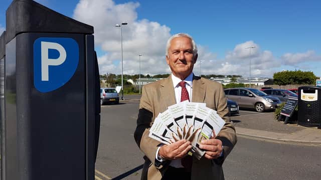 Cllr Glen Sanderson at the launch of the new PayByPhone system in Seahouses.