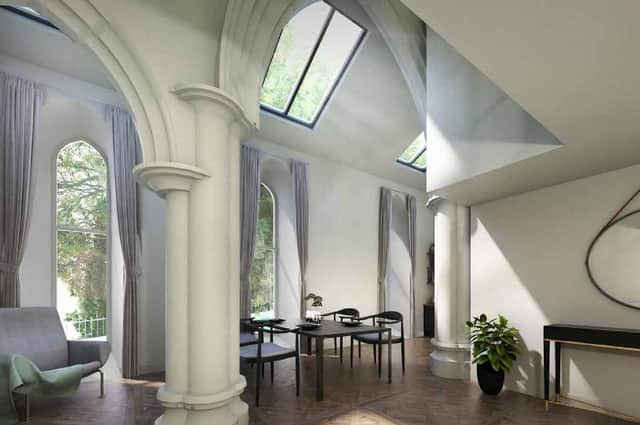 How the interior of Erskine Church, Falkirk, could look like after conversion to 15 flats. Plans for a ‘sensitive conversion’ have been approved by councillors. The building was bought in 2014 by businesswoman Gina Fyffe.