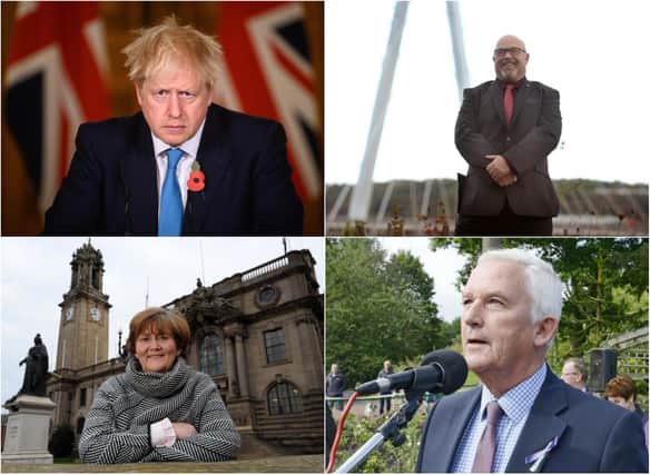 The LA7 have back Boris Johnson's decision to implement a national lockdown in England. Clockwise from top left, Prime Minister Boris Johnson, Cllr Graeme Miller, leader of Sunderland City Council , Cllr Tracey Dixon, leader of South Tyneside Council and Cllr Glen Sanderson, leader of Northumberland County Council. Photo made with Getty Images.