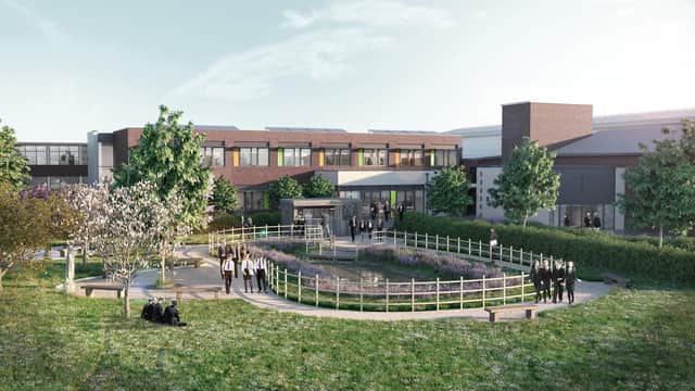 A computer-generated image of how the new extension of St Wilfrid's RC College in South Shields will look