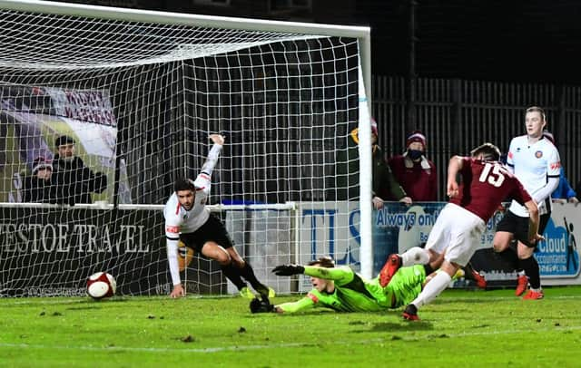 Josh Gillies's goal saw South Shields edge FC United of Manchester on Tuesday evening. Picture by Kevin Wilson