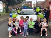 Children from Nurserytime South Shields with Northumbria Police officers.
