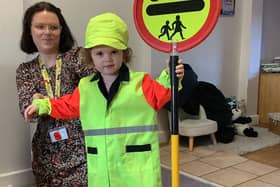 One youngster at Hebburn Nursery ready for the road safety lessons.