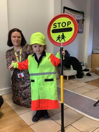 One youngster at Hebburn Nursery ready for the road safety lessons.