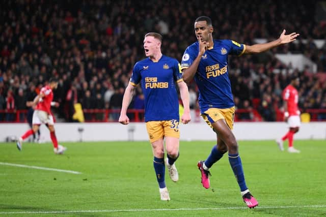 Newcastle United's Alexander Isak celebrates his winner.