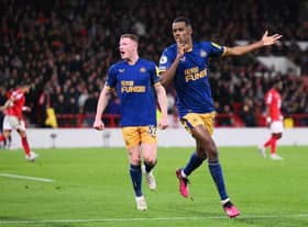 Newcastle United's Alexander Isak celebrates his winner.