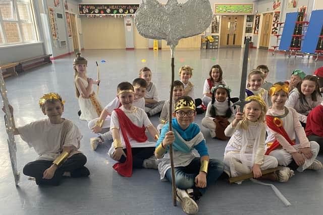 Pupils from St Joseph's Catholic Primary School, which is part of Bishop Chadwick Catholic Education Trust, take part in an Ancient Greece day.