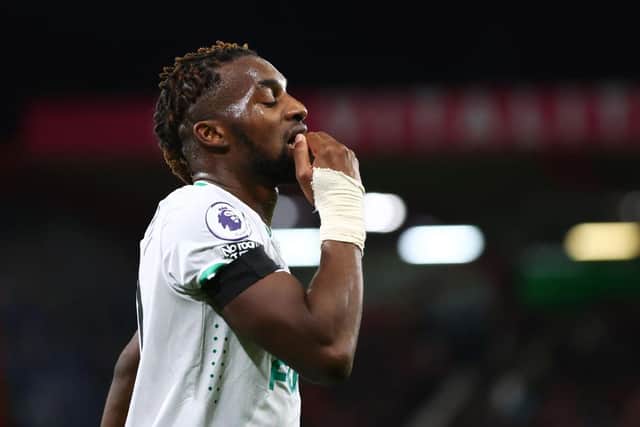 Newcastle United winger Allan Saint-Maximin reacts during last weekend's game against Bournemouth.