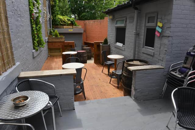 New outdoor seating area at the Crown and Anchor in line with government guidelines.