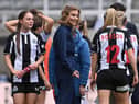 Newcastle United Co-owner Amanda Staveley on the pitch after the FA Women's National League Division One North match against Alnwick Town Ladies at St James' Park on May 01, 2022 in Newcastle upon Tyne, England. (Photo by Stu Forster/Getty Images)