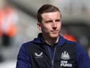 Matt Targett of Newcastle United arrives at the stadium prior to the Premier League match between Newcastle United and Liverpool at St. James Park on April 30, 2022 in Newcastle upon Tyne, England. (Photo by Ian MacNicol/Getty Images)