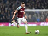 Harrison Ashby of West Ham United runs with the ball during the Carabao Cup Quarter Final match between Tottenham Hotspur and West Ham United at Tottenham Hotspur Stadium on December 22, 2021 in London, England. (Photo by Shaun Botterill/Getty Images)