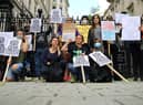 People take part in a protest outside Downing Street in London over the government's handling of exam results after A-level and GCSE exams were cancelled due to the coronavirus outbreak. Picture: PA.