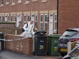 Police at the scene in Salisbury Grove Armley, where a 17-year-old boy was fatally stabbed at a house party.