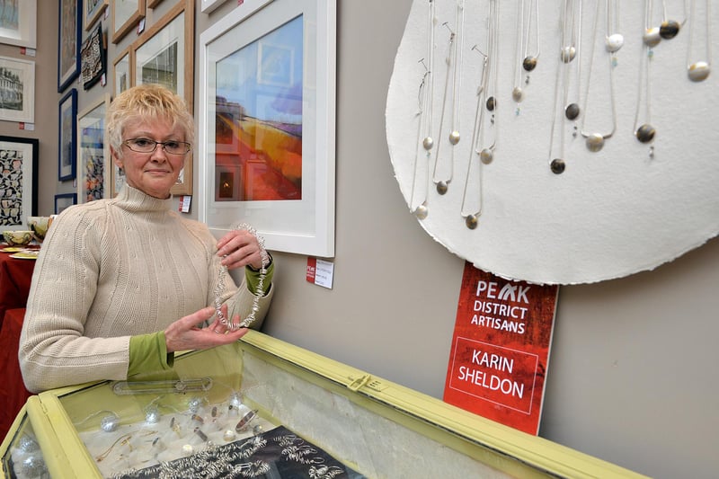 Peak District Artisans exhibition at Chatsworth House, pictured in 2014 was Karin Sheldon with her jewellery collection