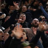 Newcastle United fans celebrate Joelinton's Carabao Cup goal against Southampton at the St Mary's Stadium last month.