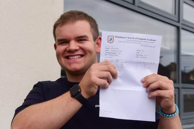 A level results Day Whitburn C of E Academy with Oliver Pallas.