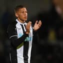 Dwight Gayle of Newcastle in action during the pre-season friendly between Burton Albion and Newcastle United at the Pirelli Stadium on July 30, 2021 in Burton-upon-Trent, England. (Photo by Michael Regan/Getty Images)