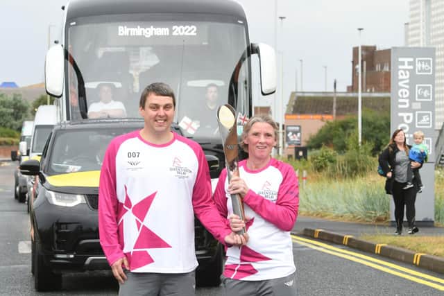 The Queens Jubiliee Baton at Sea Road, South Shields this morning.
