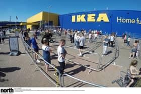 Thousands of people queue stretching around the entire outside perimeter of the car park of the Ikea store at the Gateshead Metro entire for the first day of opening since lockdown (photo: Raoul Dixon/NNP)