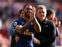 Newcastle United striker Callum Wilson ahead head coach Eddie Howe.