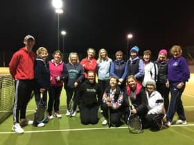 Boldon Lawn Tennis Club Head Coach Steve Gilbert taking a ladies practise session