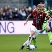 South Shields' Lewis Alessandra (left) and Forest Green Rovers' Armani Little battle for the ball during the Emirates FA Cup first round match. Picture: PA.