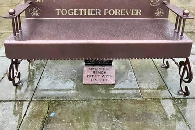 The memorial bench has been fully refurbished.