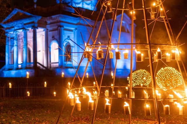 Chapel and Fire Garden at Christmas at Gibside 2021