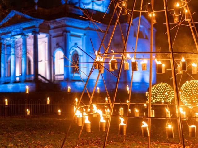 Chapel and Fire Garden at Christmas at Gibside 2021