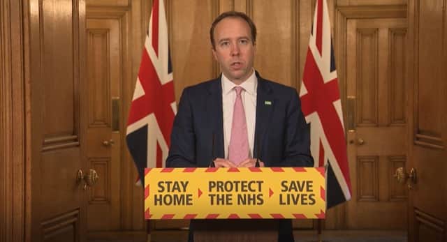 Health Secretary Matt Hancock during a media briefing in Downing Street, London, on coronavirus (COVID-19). Image by PA.