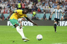 Garang Kuol in action for Australia against Argentina at the FIFA World Cup in Qatar (Photo by Francois Nel/Getty Images)