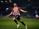 Jordan Jones of Sunderland celebrates scoring their second goal during the Sky Bet League One match between Portsmouth and Sunderland at Fratton Park