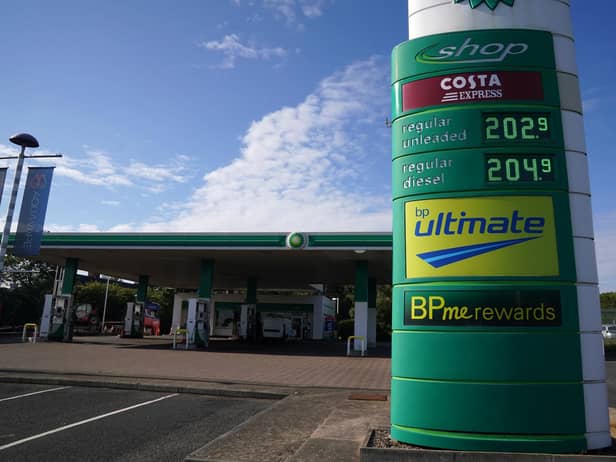 Fuel prices are displayed at a BP garage at Washington services on the A1 near Tyne and Wear. Picture date: Tuesday June 7, 2022. PA Photo. See PA story TRANSPORT Fuel. Photo credit should read: Owen Humphreys/PA Wire