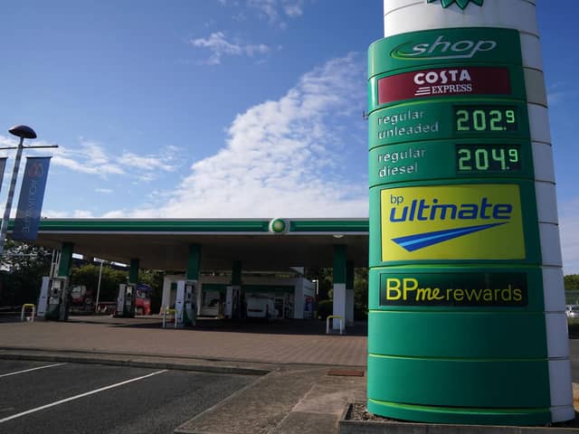 Fuel prices are displayed at a BP garage at Washington services on the A1 near Tyne and Wear. Picture date: Tuesday June 7, 2022. PA Photo. See PA story TRANSPORT Fuel. Photo credit should read: Owen Humphreys/PA Wire