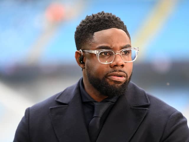 MANCHESTER, ENGLAND - MAY 17: Micah Richards, former Manchester City player looks on prior to the UEFA Champions League semi-final second leg match between Manchester City FC and Real Madrid at Etihad Stadium on May 17, 2023 in Manchester, England. (Photo by Michael Regan/Getty Images)