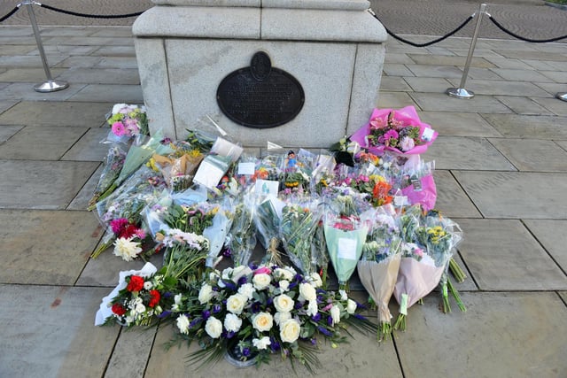 Flowers have been left outside South Shields Town Hall.