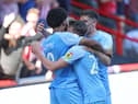 Ellis Simms celebrates his second goal