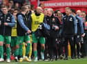 Manchester United assistant coach Steve McClaren shares a joke with Jonjo Shelvey, who he signed during his time as Newcastle United head coach.