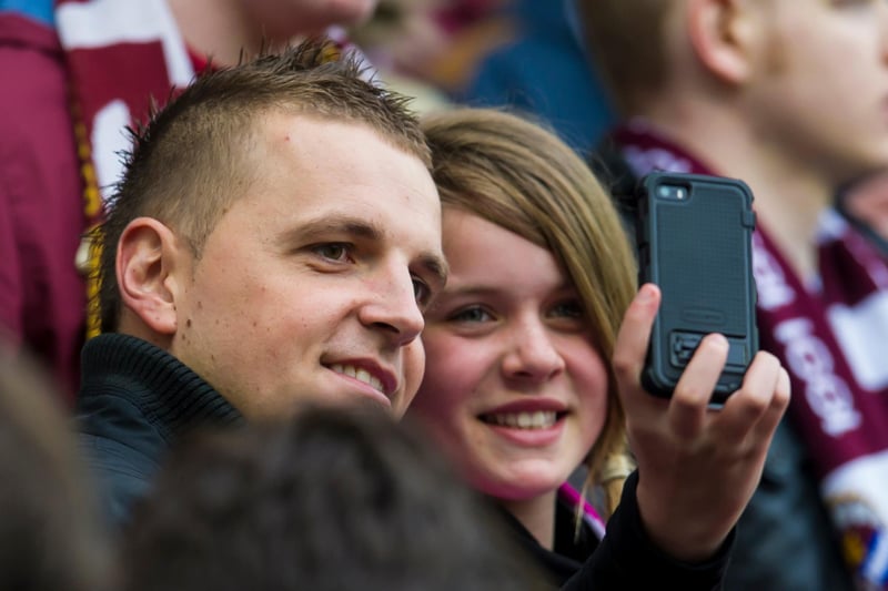 Former Hearts goalkeeper Marian Kello was amongst the away support with fans grabbing selfies with the Slovakian.
