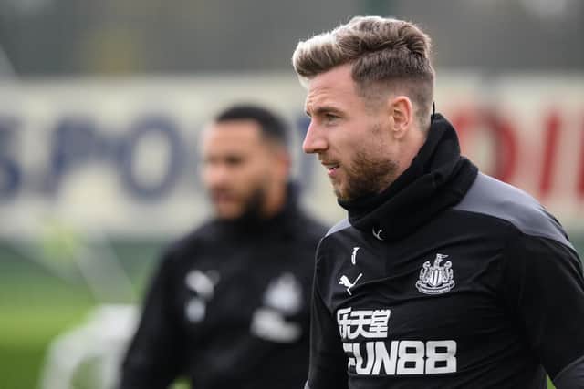 NEWCASTLE UPON TYNE, ENGLAND - NOVEMBER 11: Paul Dummett during the Newcastle United Training Session at the Newcastle United Training Centre on November 11, 2020 in Newcastle upon Tyne, England. (Photo by Serena Taylor/Newcastle United via Getty Images)