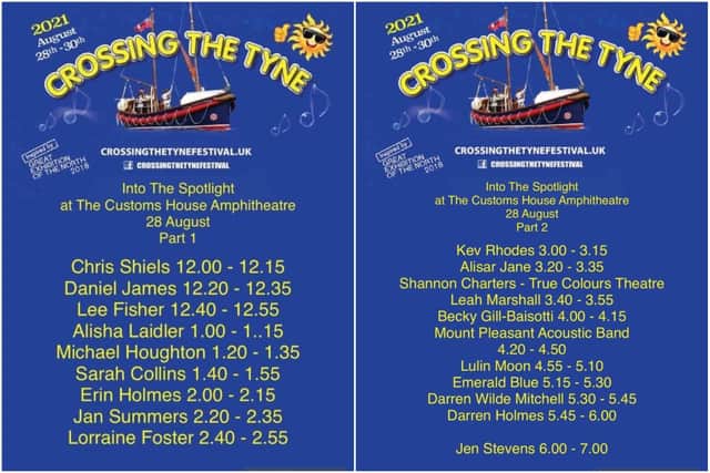 Crossing The Tyne Festival line-up in South Shields.