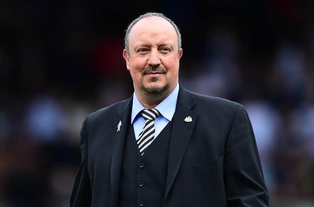LONDON, ENGLAND - MAY 12: Rafael Benitez, manager of Newcastle United, looks on prior to the Premier League match between Fulham FC and Newcastle United at Craven Cottage on May 12, 2019 in London, United Kingdom. (Photo by Alex Broadway/Getty Images)