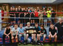 Boxers in the new ring at Horsley Hill ABC with Archie Sharp's champion's belt.