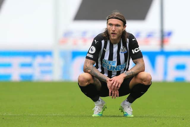 Newcastle United's Irish midfielder Jeff Hendrick reacts after losing the English Premier League football match between Newcastle United and Brighton and Hove Albion at St James' Park in Newcastle upon Tyne, north-east England on September 20, 2020.