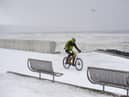 A brave cyclist takes a trip along the Prom in Kirkcaldy during the ‘Beast from the East’ weather in February 2018.