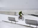 A brave cyclist takes a trip along the Prom in Kirkcaldy during the ‘Beast from the East’ weather in February 2018.