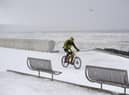 A brave cyclist takes a trip along the Prom in Kirkcaldy during the ‘Beast from the East’ weather in February 2018.